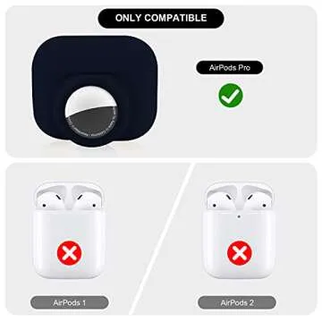 2 in 1 Protective Case for Apple AirPods Pro Air Tag Holder Combo, Soft Silicone Airpods Pro AirTag Case with 2 PCS Screen Protector, Anti-Scratch Anti-Fall Anti-Lost Shockproof Durable(NavyBlue)