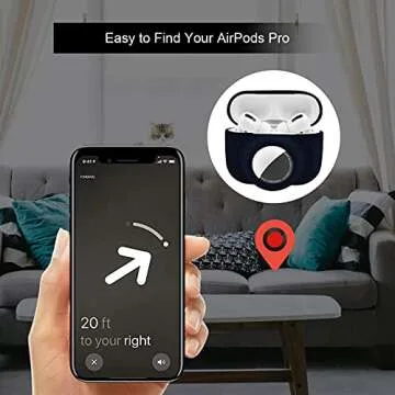 2 in 1 Protective Case for Apple AirPods Pro Air Tag Holder Combo, Soft Silicone Airpods Pro AirTag Case with 2 PCS Screen Protector, Anti-Scratch Anti-Fall Anti-Lost Shockproof Durable(NavyBlue)