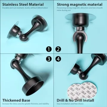 I-EASYDWW Magnetic Door Stoppers No Drilling Stainless Steel