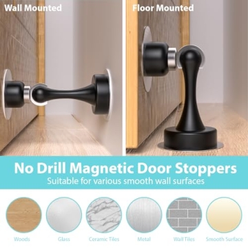 I-EASYDWW Magnetic Door Stoppers No Drilling Stainless Steel