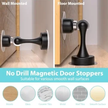 I-EASYDWW Magnetic Door Stoppers No Drilling Stainless Steel