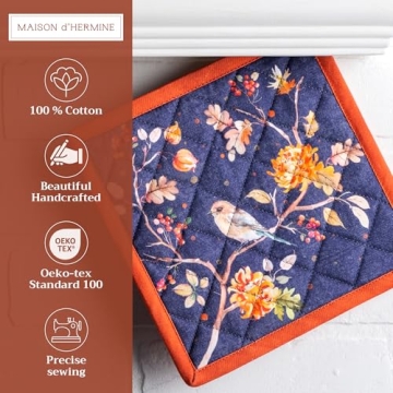 Maison d'Hermine Pot Holders Set - Elegant Heat Resistant Potholders