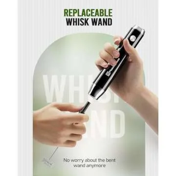 Maestri House Rechargeable Milk Frother, Handheld Electric Foam Maker Waterproof Detachable Stainless Steel Whisk Drink Mixer Foamer for Lattes, Cappuccino, No Stand