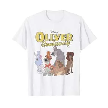 Disney Oliver And Company Group Shot Vintage Portrait T-Shirt