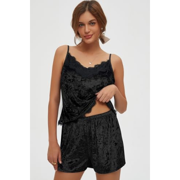CHYRII Sexy Velvet Pajama Set with Lace Trim