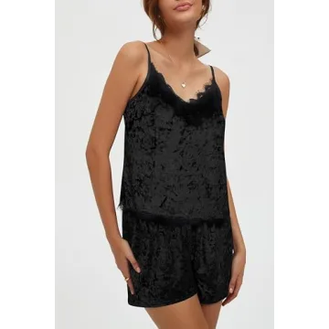 CHYRII Sexy Velvet Pajama Set with Lace Trim