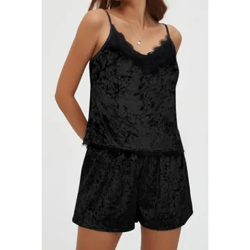 CHYRII Sexy Velvet Pajama Set with Lace Trim