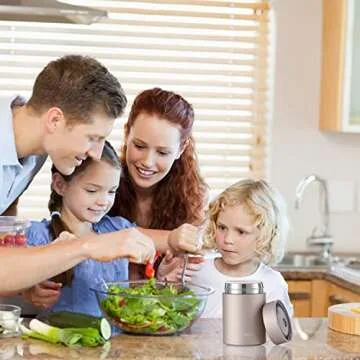 FEWOO Soup Thermos,Food Container for Hot Cold Food, Vacuum Insulated Stainless Steel Lunch Box for Kids Adult,Leak Proof Food Jar for School Office Picnic Travel Outdoors (Champaign Golden 13.5 oz)