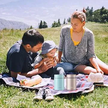 FEWOO Soup Thermos,Food Container for Hot Cold Food, Vacuum Insulated Stainless Steel Lunch Box for Kids Adult,Leak Proof Food Jar for School Office Picnic Travel Outdoors (Champaign Golden 13.5 oz)