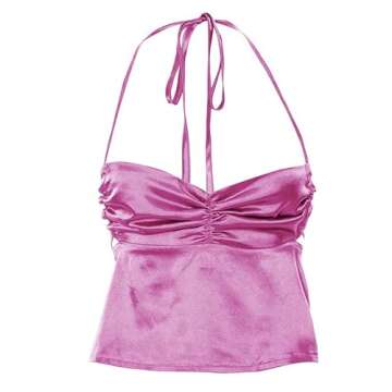 Seyurigaoka Halter Neck Crop Top for Women - Fashionable & Stylish