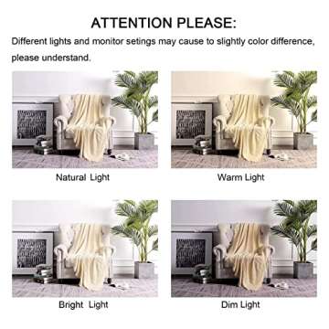 lifein Fall White Throw Blanket for Couch-Soft Boho Knitted Bed Throw Blanket,Cozy Farmhouse Waffle Small Lightweight Blanket&Throws for Autumn,Woman,Chair,Sofa,Home Decor,Gift(White/Cream,50 * 60")