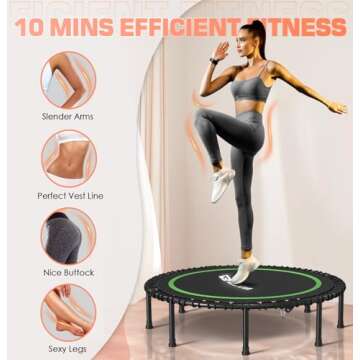 BCAN Foldable Mini Trampoline for Fun Home Workouts