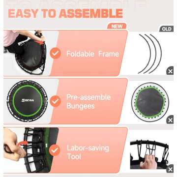 BCAN Foldable Mini Trampoline for Fun Home Workouts