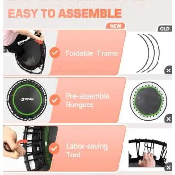 BCAN Foldable Mini Trampoline for Fun Home Workouts