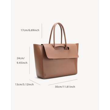 NEWBELLA Women's PU leather Tote Vintage commuter Tote bag (Brown)