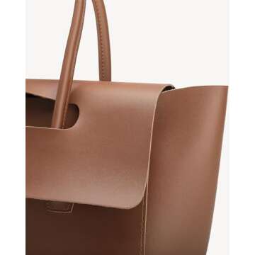 NEWBELLA Women's PU leather Tote Vintage commuter Tote bag (Brown)