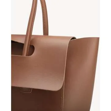 NEWBELLA Women's PU leather Tote Vintage commuter Tote bag (Brown)