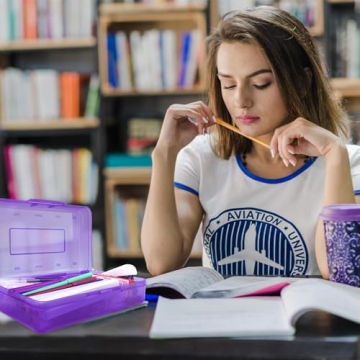 Purple Pencil Case for School and Office Supplies