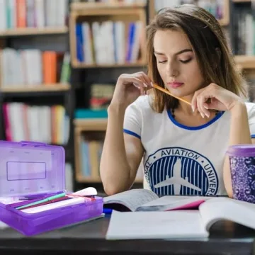 Purple Pencil Case for School and Office Supplies