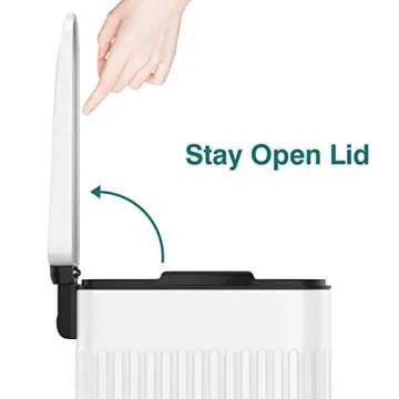 BETHEBEST 6 Liter/1.6 Gallon Bathroom Trash Can with Lid,Slim Rectangular Garbage Can with Removable Liner Bucket for Bathroom,Bedroom,Office,White