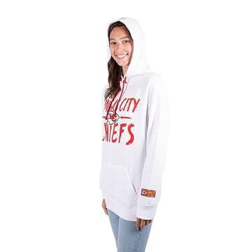 Ultra Game NFL Women's Premiere Quality Pullover Hoodie Sweatshirt, Kansas City Chiefs, White 2023, Small
