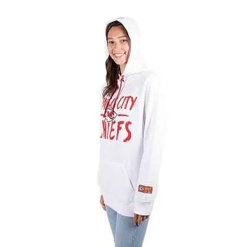 Ultra Game NFL Women's Premiere Quality Pullover Hoodie Sweatshirt, Kansas City Chiefs, White 2023, Small