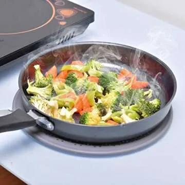 11" Silicone Splatter Screen Pan Cover with Folding Handle, Heat Insulation Cooling Mat, Strainer, Drain Board, Oil Splash Guard for Frying Pan