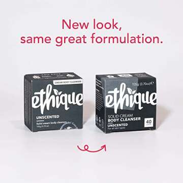 Ethique Unscented Solid Cream Body Cleanser - Body Wash for Dry and Sensitive Skin - Plastic-Free, V...