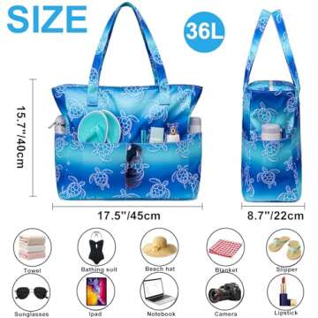 Waterproof Beach Tote Pool Bags for Women Ladies Extra Large Gym Tote Carry On Bag With Wet Compartment for Weekender Travel