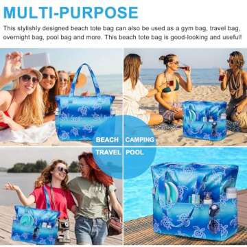 Waterproof Beach Tote Pool Bags for Women Ladies Extra Large Gym Tote Carry On Bag With Wet Compartment for Weekender Travel