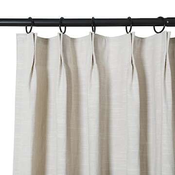 TWOPAGES Ivory Beige Linen Cotton Double Layer Curtain 96 Inches Long Light Filtering Pinch Pleated Drape for Living Room Bedroom Soft Curtain for Traverse Rod, 26Wx96L Inches, 1 Panel