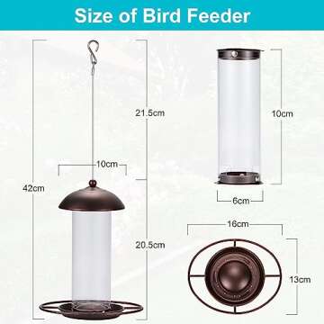 Yardia 2 Pack Metal Wide Bird Feeders - Hanging Outdoor Bird Feeder with 1.6lbs Capacity, Strong Wire Lanyard for Garden Yard Decoration