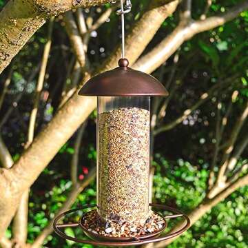 Yardia 2 Pack Metal Wide Bird Feeders - Hanging Outdoor Bird Feeder with 1.6lbs Capacity, Strong Wire Lanyard for Garden Yard Decoration