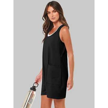 Caracilia Womens Rompers 2024 Summer Casual Sleeveless Straps Loose One Piece Jumpsuit Shorts Overalls Beach Vacation Outfits Trendy Clothes with Pockets C119A9heise-S