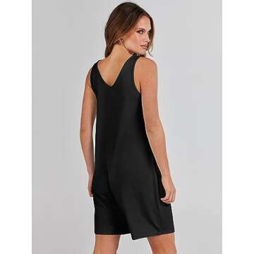 Caracilia Womens Rompers 2024 Summer Casual Sleeveless Straps Loose One Piece Jumpsuit Shorts Overalls Beach Vacation Outfits Trendy Clothes with Pockets C119A9heise-S