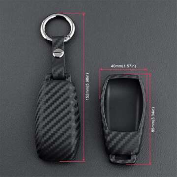M.JVisun Soft Silicone Rubber Carbon Fiber Texture Cover Car Remote Key Fob Case For Mercedes-Benz 2019-2022 A Class C Class G Class 2017-2022 E Class 2018-2021 S Class Key - Black - Round Keychain