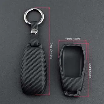 M.JVisun Soft Silicone Rubber Carbon Fiber Texture Cover Car Remote Key Fob Case For Mercedes-Benz 2019-2022 A Class C Class G Class 2017-2022 E Class 2018-2021 S Class Key - Black - Round Keychain