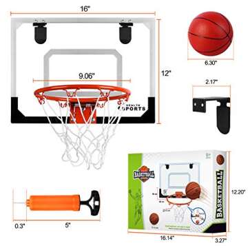 AOKESI Indoor Mini Basketball Hoop Set with 3 Balls for Kids and Adults - Pro Mini Basketball Hoop f...