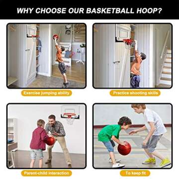 AOKESI Indoor Mini Basketball Hoop Set with 3 Balls for Kids and Adults - Pro Mini Basketball Hoop for Door with Complete Basketball Accessories Perfect Christmas Birthday Toys for Kids Boys Teen