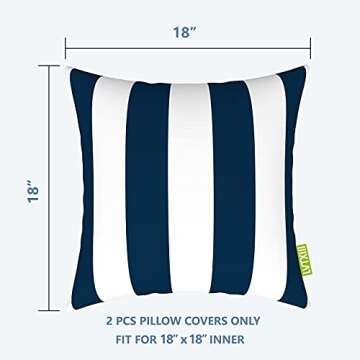 LVTXIII Indoor Outdoor Pillow Covers – Set of 2 Stylish 18" x 18" Decorative Cases for Patio and H...