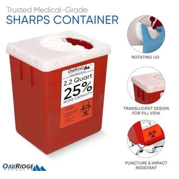 Oakridge 2.2 Quart Sharps Container with Rotating Lid