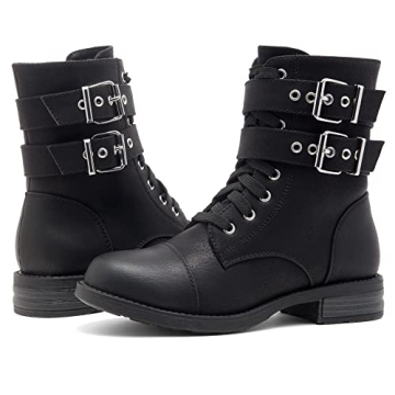 Mid-Calf Combat Booties for Women - Herstyle Florence2