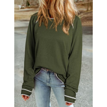 Dokotoo Women's Long Sleeve Waffle Knit Top - Stylish Comfort