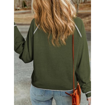 Dokotoo Women's Long Sleeve Waffle Knit Top - Stylish Comfort