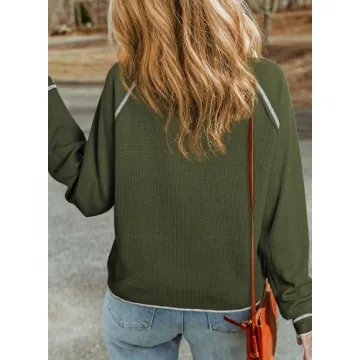 Dokotoo Women's Long Sleeve Waffle Knit Top - Stylish Comfort