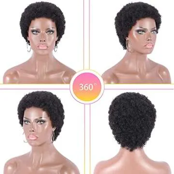 Kalyss Human Hair Short Afro Curly Wig for Women