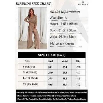 KIRUNDO Womens Fashion Airport Outfit for Women Wrap Tops and Long Pants Matching Lounge Sets Tracksuit Set Pajamas Travel (Khaki, Large)