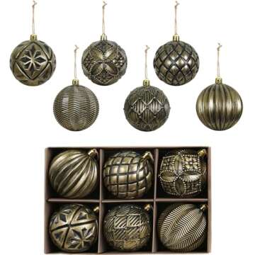 XmasExp Vintage Rustic Christmas Ball Ornaments Sets, 3.15" Plastic Farmhouse Distressed Christmas T...