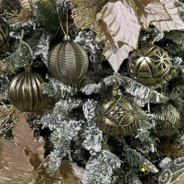 XmasExp Vintage Rustic Christmas Ball Ornaments Sets, 3.15" Plastic Farmhouse Distressed Christmas Tree Decorations Shatterproof Antique Traditional Style Xmas Hanging Ornaments （Bronze, 6Pcs