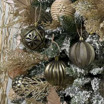 XmasExp Vintage Rustic Christmas Ball Ornaments Sets, 3.15" Plastic Farmhouse Distressed Christmas Tree Decorations Shatterproof Antique Traditional Style Xmas Hanging Ornaments （Bronze, 6Pcs